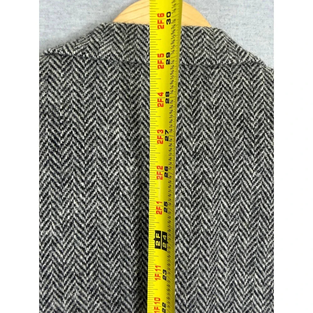 Bespoke Harris Tweed Wool Herringbone Blazer Elbow Patch Mens 42R Grey